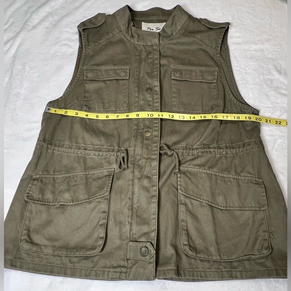 PER SE *NWT* Women’s XL Olive Green Utility Safari Sleeveless Zip Vest Pockets - Picture 3 of 8